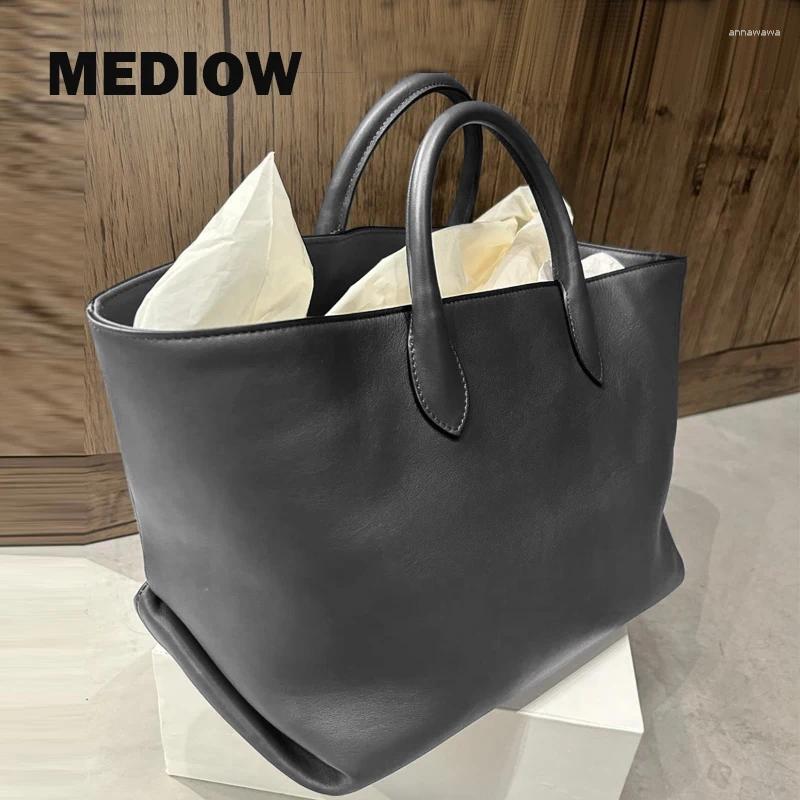 Evening Bags MEDIOW Genuine Leather Large Amelia Tote For Women Luxury Designer Handbag Purses 2025 In Cowhide Top Handle Hand Wrist