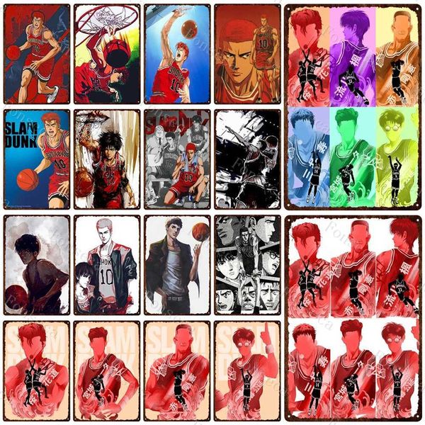 Slam Dunk Vintage Metal Signs Japan Anime Figures Tin Plates Basketball Fans Home Decoration Bar Pub Wall Art Iron Painting Y240803