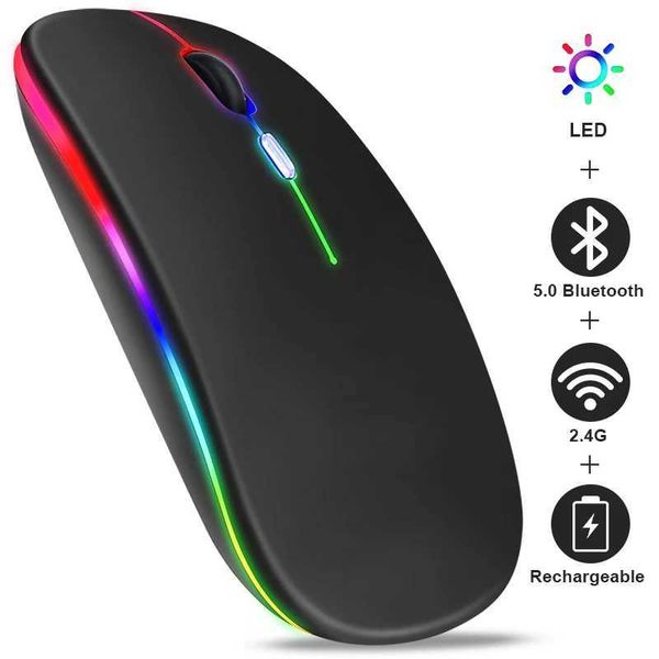 Wireless Mouse RGB Rechargeable Bluetooth Mice Wireless Computer Mause LED Backlit Ergonomic Gaming Mouse for Laptop PC 3600DPIT250205