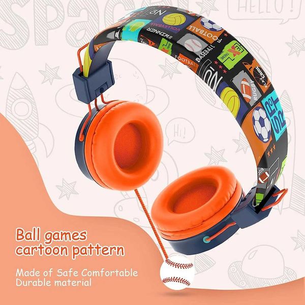 OKCSC B2 Cartoon phones Foldable Adjustable Children phone Stereo Wired set with Mic for Cellphones-Tablet-School Z250115