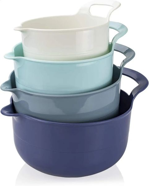 Mixing Bowls 4 Piece Nesting Plastic Bowl Set with Pour Spouts and Handles 241223