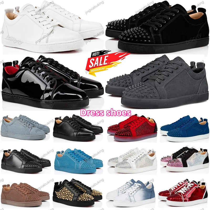 Designer shoes Red Dress Shoes Men Casual Shoes Bottoms Sneakers Glitter Grey Rivets Leather Suede Women Fashion Spikes Luxury classic Office Career