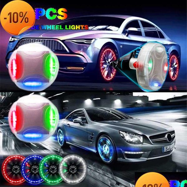 Decorative Lights New 4 Modes Led Rgb Car Solar Energy Flash Hub Cap Light Colortmosphere Lamp Cool Tire For Wheel Decor Drop Deliv Dh7Jw