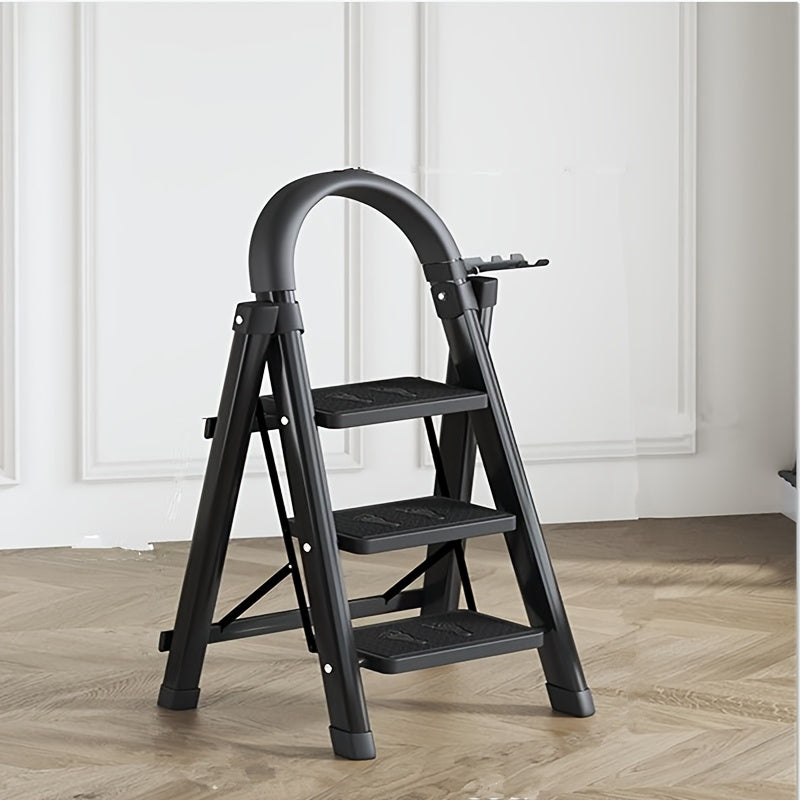 TEMU Step Folding Ladder 500 Lbs Load-bearing Non-slip Steps Lightweight Household Industrial-grade Space-saving High-capacity Foldable Ladder For