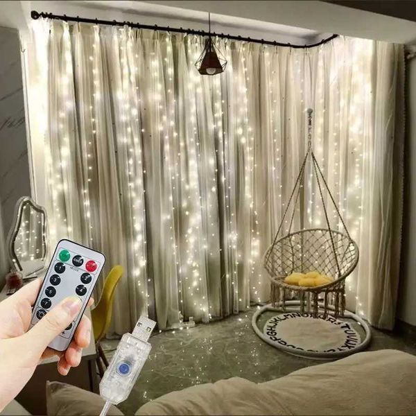 LED Curtain String Light Decoration USB Lamp 8 Mode for Home Halloween Christmas Party New Year Wedding Navidad 2025 Ornaments zyc241120