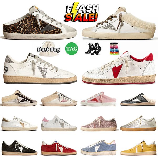 designer star low top sneakers casual shoes golden men womens fashion stars pink silver glitter platform loafers luxury super-star sabot sli