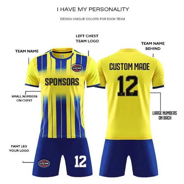 Adult Kids Football Jersey Men Boy Customize Soccer Uniforms Kit Sports Clothes Women Futsal Sportswear Training Tracksuit Child Z250211