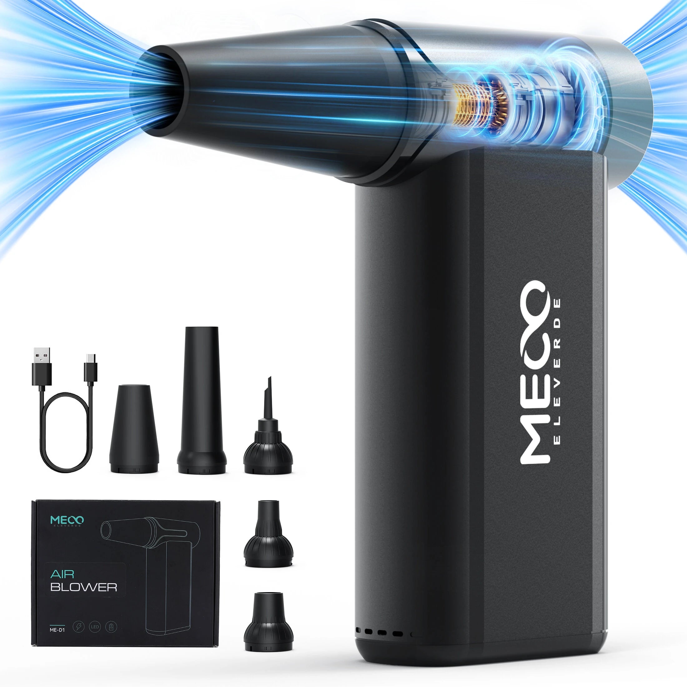 MECO ELEVERDE D1 Electric Compressed Air Duster Vacuum Cleaner 8-Gear to 130000RPMKeyboard Cleaner Rechargeable Cordle