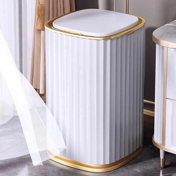 Waste Bins Smart Sensor Garbage Kitchen Bathroom Toilet Trash Can Automatic Induction Waterproof with Lid 10 15L 230504