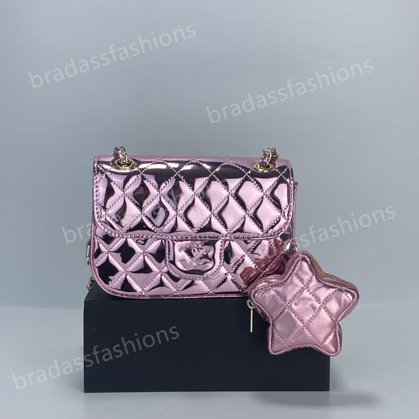 Designer bags Star Gemini Bag Square Flap Bag 24C mirror paint Genuine Leather Diamond Lattice Quilting Calfskin crossbody bag Handbags Wall