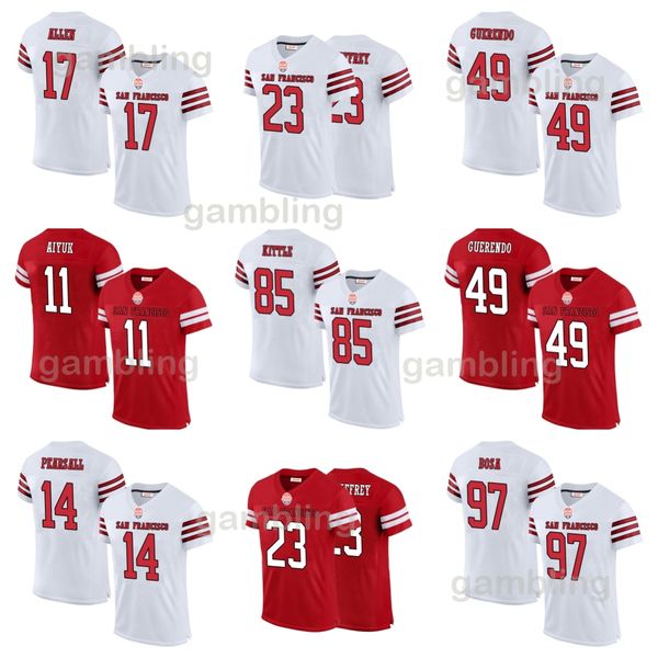 Mens-Youth Custom ed 85 George 5 Trey 23 Christian 13 Brock 11 Brandon 10 Jimmy 99 Javon 17 Malik 33Tarvarius All Embroidery Football Jersey