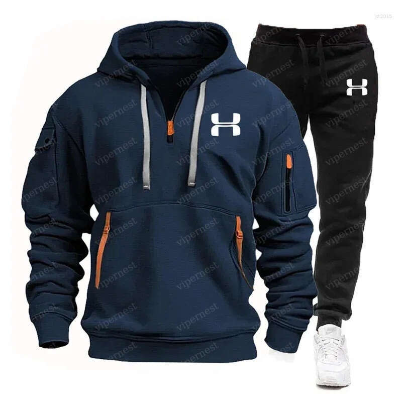 Men Hoodies Sweatshirts Designer Men Tracksuits Autumn And Winter Multi-pocket Zipper Long-sleeved Hoodie Sports Leisure Pants Two piece Fitness Sui