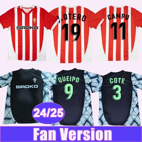 24 25 Sporting de Gijon Mens Soccer Jerseys CAMPU J.OTERO G.ROSAS COTE P.GARCIA GASPAR QUEIPO OLAETXEA DIEGO S. Home Away Football Shirts Un