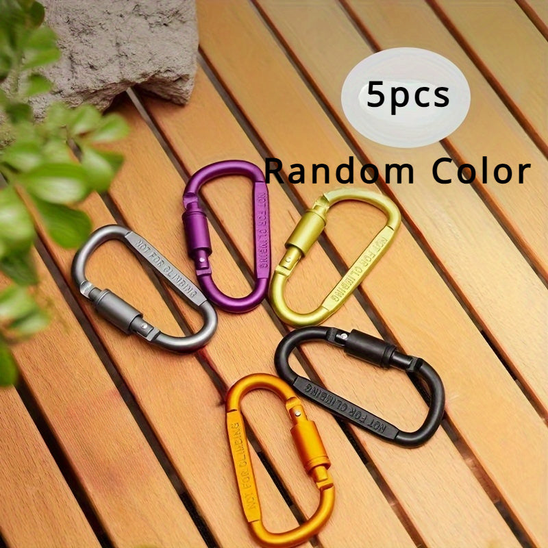 TEMU 5pcs D-ring Aluminum Alloy Quick Connect With Twist Lock, Safety Lock , Suitable For Camping, Hiking, Hammocks, Backpacks, Dog Chains