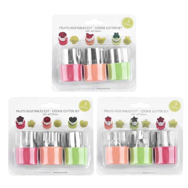 3pcs Fruit Cutters for Children Kids Food Cookie Sand Mold Maker with Shapes Vegetable Bread Mould Set Kitchen Bento ToolsXJ240903