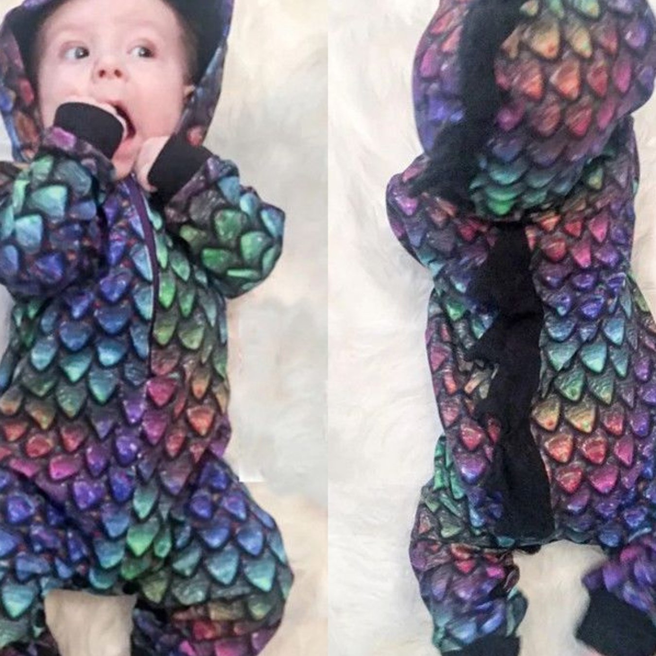 TEMU Hoodie Romper Color Dinosaur Shaped Long Sleeve Zipper Up Romper, Long Pants One-piece Jumpsuit, For Outdoor