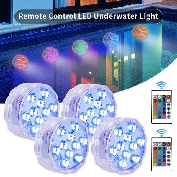10Leds RGB LED Underwater Light Submersible Night Lamp Battery Powered Garden Swimming Pool Light For Wedding Party Vase BowlLX241026