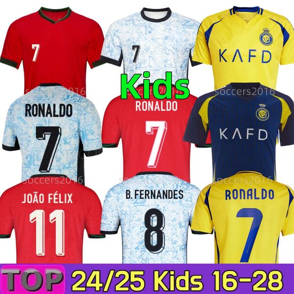 Baby Kids Clothing 24-25 Portuguese RONALDO soccer jerseys B.FERNANDES RUBEN Portugieser CR7 PEPE portugal 2024 2025 Al Nassr FC Saudi MANE