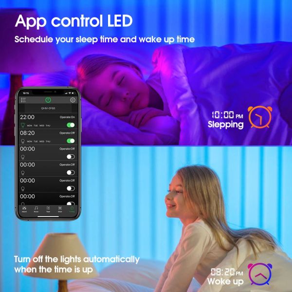 RGB5050 LED Strip Lights 5V Led Light Strip APP Control Lights 44 Keys Remote LED Tape Diode Lights for Gaming Room TV Backlight