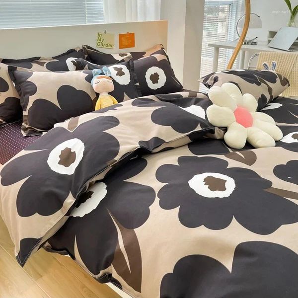 Bedding Sets Cute Black wer Duvet Cover ral Khaki Comforter Covers 4 Pieces Set Plant Modern Farmhouse Cartoon Botanical Soft