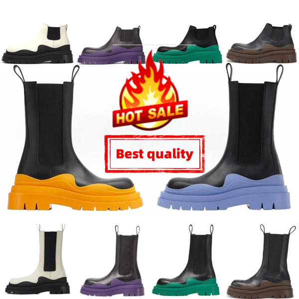 Designer Boots Women Men Chelsea Chunky Ankle Boot Luxurys Designer Contrast-sole Booties Leather Tire Fashion Women Martin Shoes Platform S