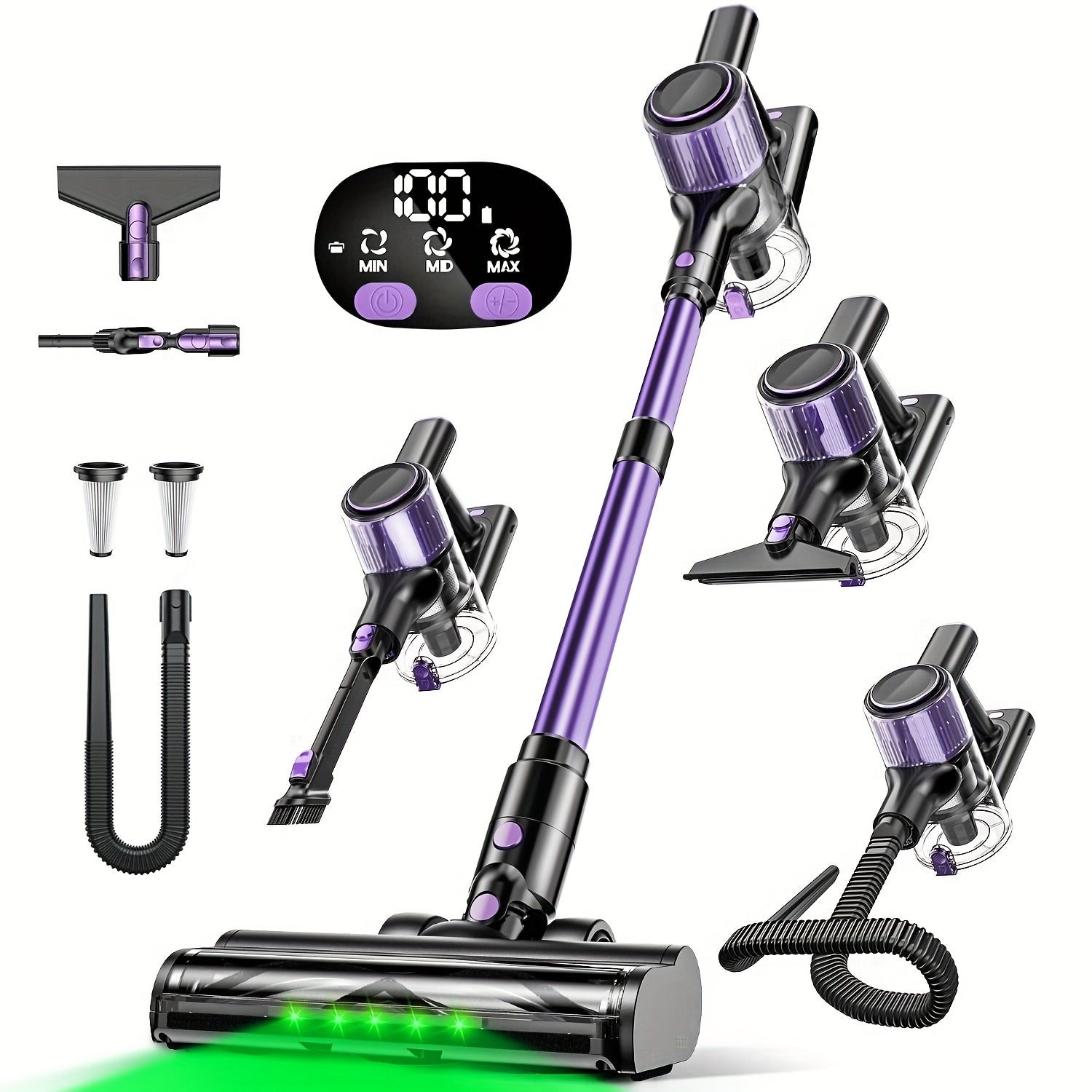 TEMU 10-in-1 Cordless Vacuum Cleaner, High Suction Household Vacuum Cleaner With Upgraded Extra Long Hose, Anti- Brush, , Crevice Tool, Lightweight