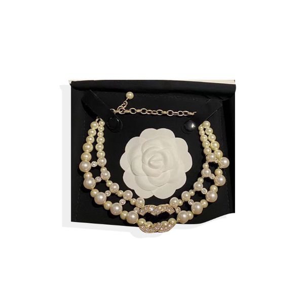 18K Gold Pearl Chain Necklace Fashion New Designer Choker Luxury Love Pendant Necklace High Quality Gifts Love Jewelry Fashion Girl Family J