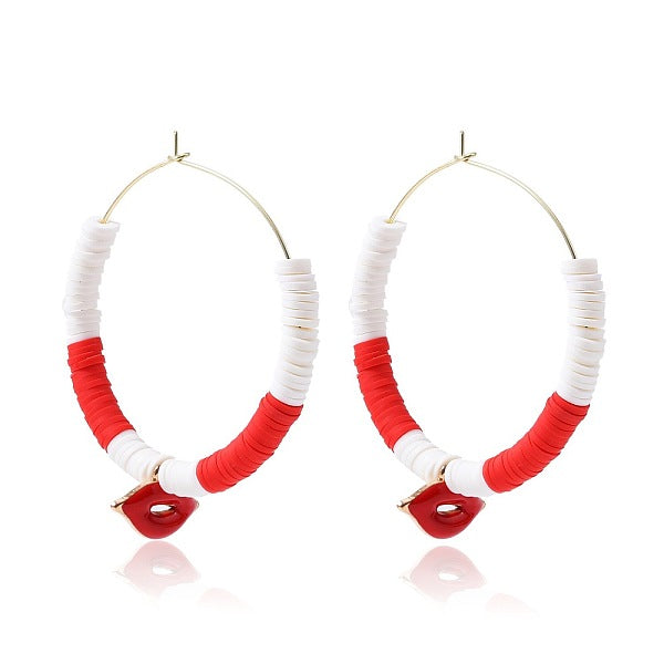 Bohemia Style Colorful Clay Beads Hoop Earrings