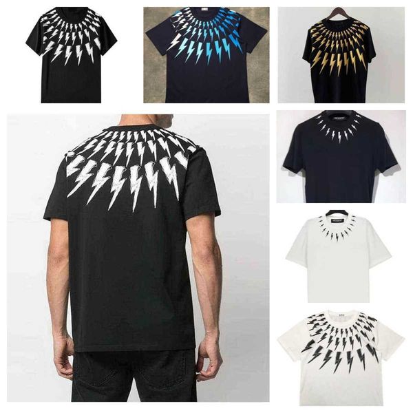 Mens T-Shirts European Street Style Neil Barrett T Shirt New Lightning Series Short sleeved Tshirt 100% Cotton T Shirts Top for Women Tees 2