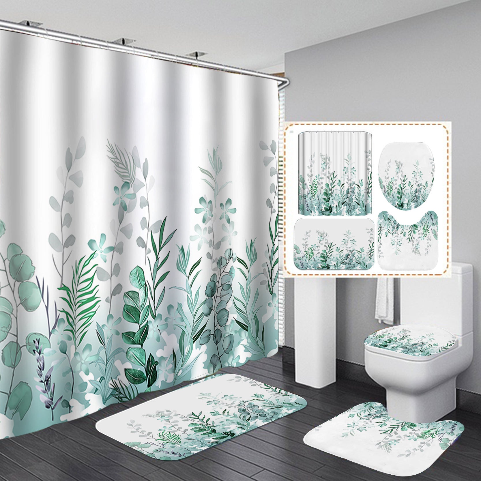 YL-37439 bathroom toilet punch-free curtain waterproof anti-light roller blinds toilet toilet block curtain toilet three-piece set