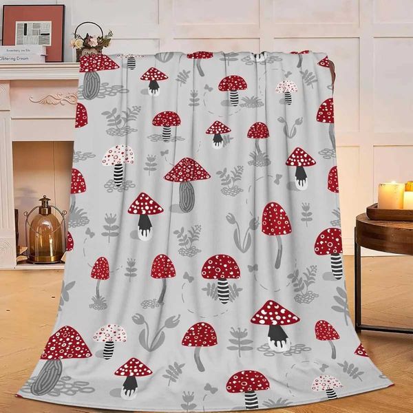 Kids Blanket Vegetable Cartoon Mushroom Super Soft Cozy Car Lightweight Plush Bedding Bed Decor Blanket Gifts for Boys GirlsC241231