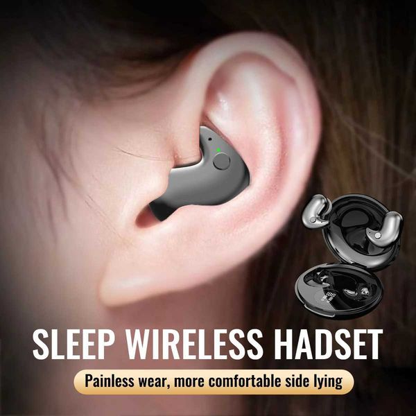 Cell Phone Earphones Sleep Invisible Earphones Mini Hidden Earphones IPX5 Waterproof Wireless Bluetooth Earphones with Microphone HIFI Music