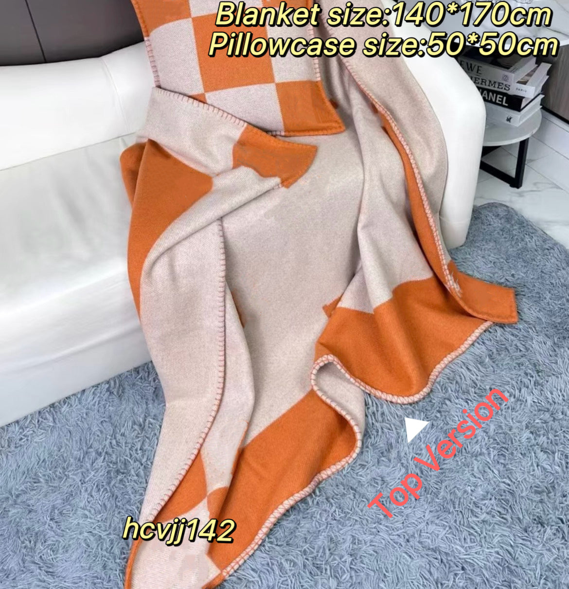 Blanket letter cashmere blanket sofa blanket household blanket warm best quality weight 1400 grams A complete set of blanket and pillowcase