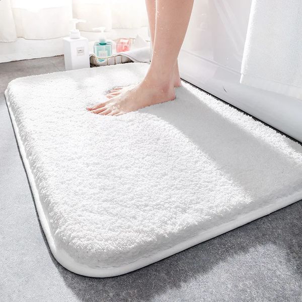 Super thick plush fiber bath mat comfortable and soft bathroom carpet anti slip and absorbent carpet floor mat shower door 240823