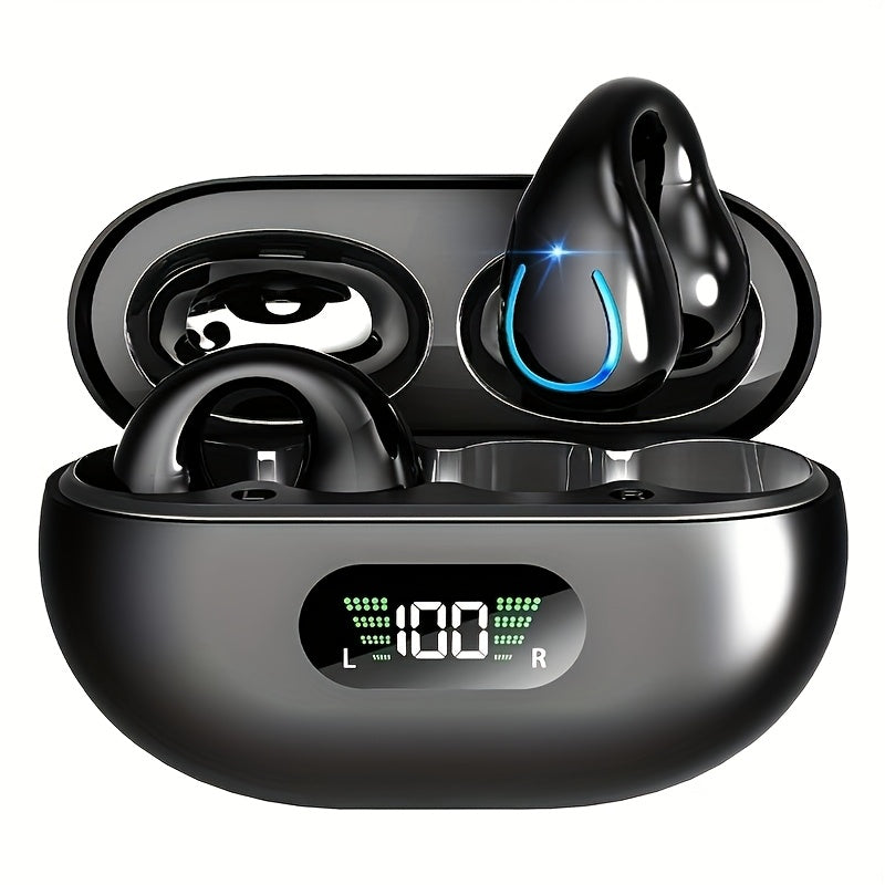 TEMU Wireless Headphones Open Wireless Earbuds, Bluetooth5.4 Open-ear Wireless Headphones With Microphone And Power Display Charging Bay, Sports