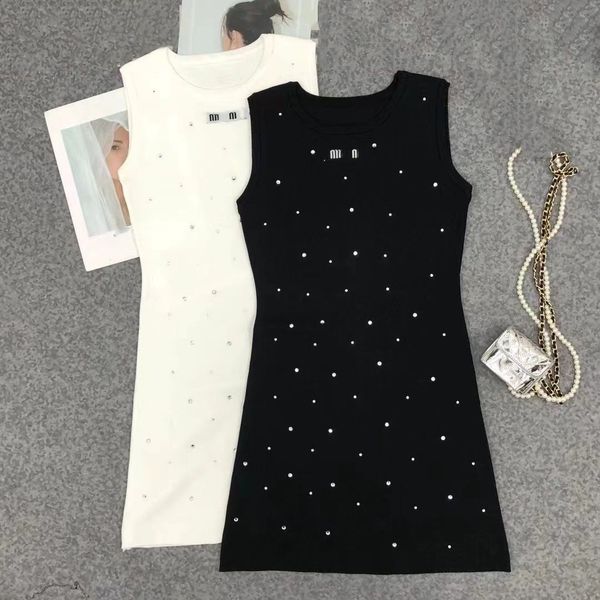 Womens Casual Dress Summer Dresses Knits Fashion Long Skirts Designer Woman Sleeveless Skirt Classic Letter Embroidery Full Sky Star Diamond