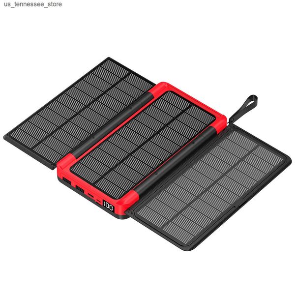 Cell Phone Power Banks Outdoor Solar Charger Power Bank 20000mAh Portable Wireless Charger External Battery Pack with USB C for Smart Cell P