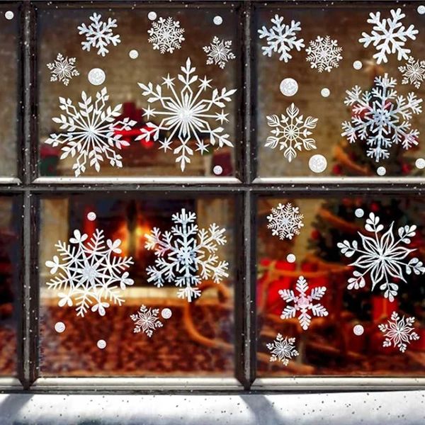 Winter Snow Flakes Window Clings Decals Christmas Decoration 2024S nowflakes Wall Stickers New Year Winter Wonderland DecorationXJ241212