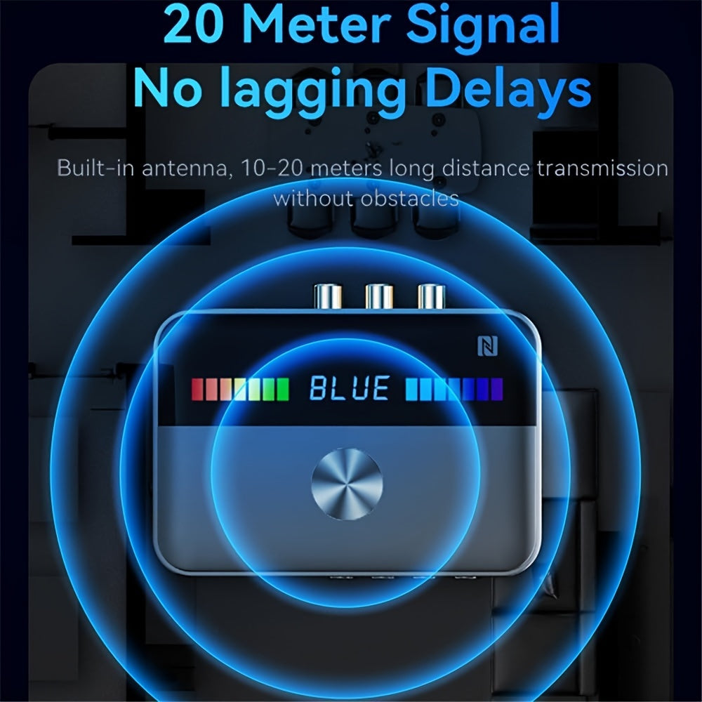 TEMU Wireless 5.3 Transmitter Receiver - Long Range Wireless Audio Adapter For Tv-pc-car-home Stereo Speakers-headphones, Low Latency Nfc - 3.5mm