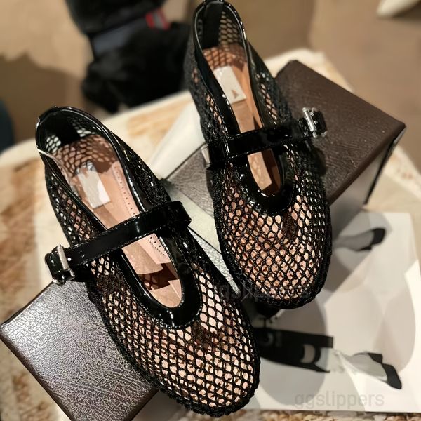 Designer Flat bottomed alala dress shoes Luxury ala women round toe rhinestone boat shoe luxurious leather rivet buckles comfortable ballet