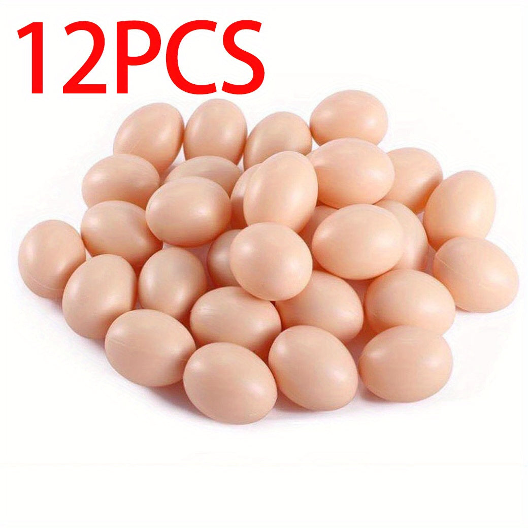 TEMU 6-12pcs Realistic Pink Chicken Eggs - Durable Plastic, Nest Building & Coop Decor, Farm Animal Cage Accessories - For & Farm Enthusiasts - Great
