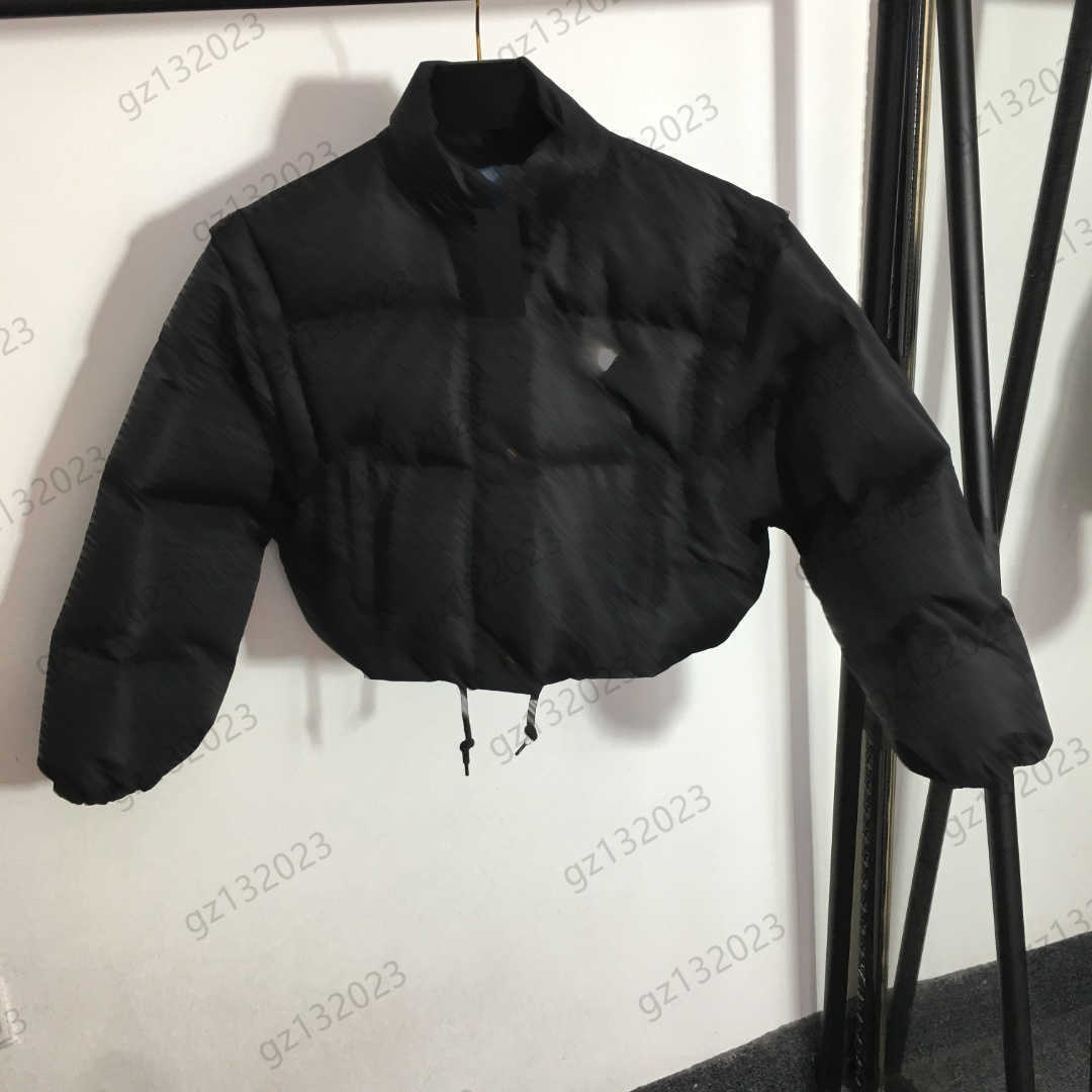 Puffer Coat Womens Down Parkas Chest Triangle Logo Letter Striped Jacquard High Collar Winter Coats Removable Long Sleeve Hem Draws Rope Warm Jacket