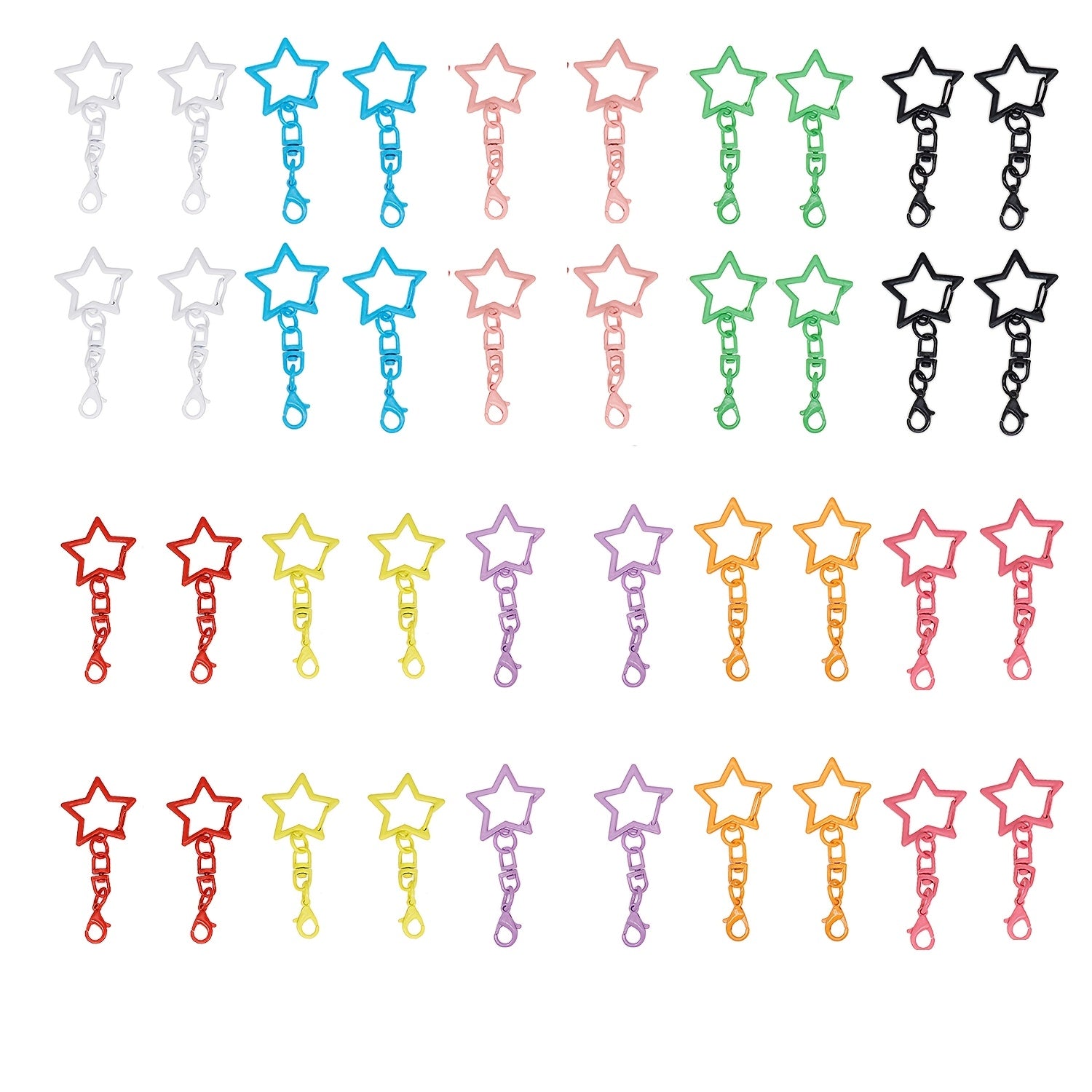 TEMU 40 Star-shaped Colorful Keychain Rings With Safety Lobster Clasps, Suitable For Diy Keychains, Bag Decorations, Backpacks, And Crafts In 10