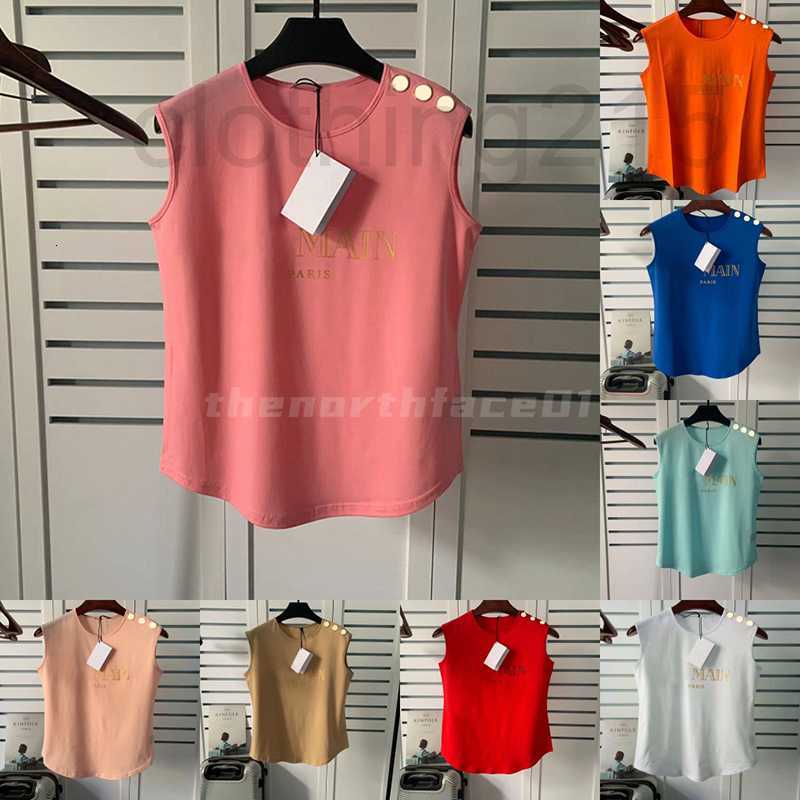 Women&#039;s T-Shirt Designer Womens T Shirts Famous Women Clothing Letter Print Short Sleeve With Golden Buttons Summer Cotton Round Neck Tee Size