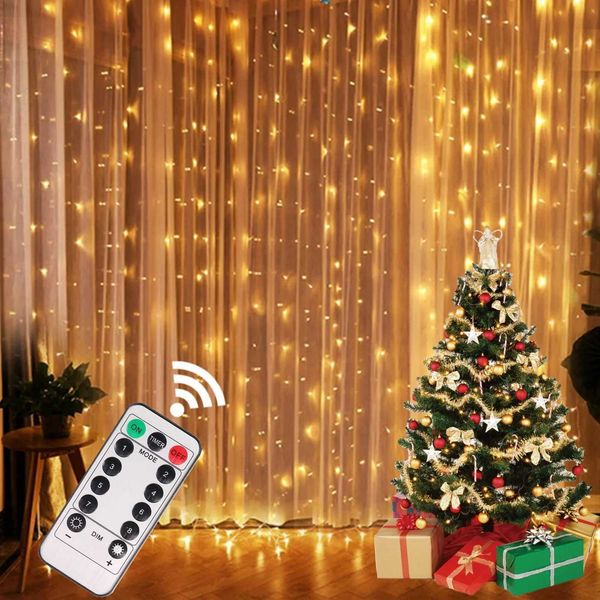 Christmas Lights LED Fairy String Curtain Lights 8 Mode Remote USB Festoon Christmas Decor For Home Holiday New Year LampLX241112