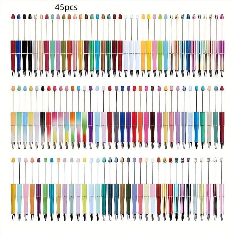 TEMU 45pcs Beadable Pen Set Plastic Multicolor Ballpoint Pens For Office And School, Ideal For Party, Christmas, Thanksgiving, New Year Gift, Office