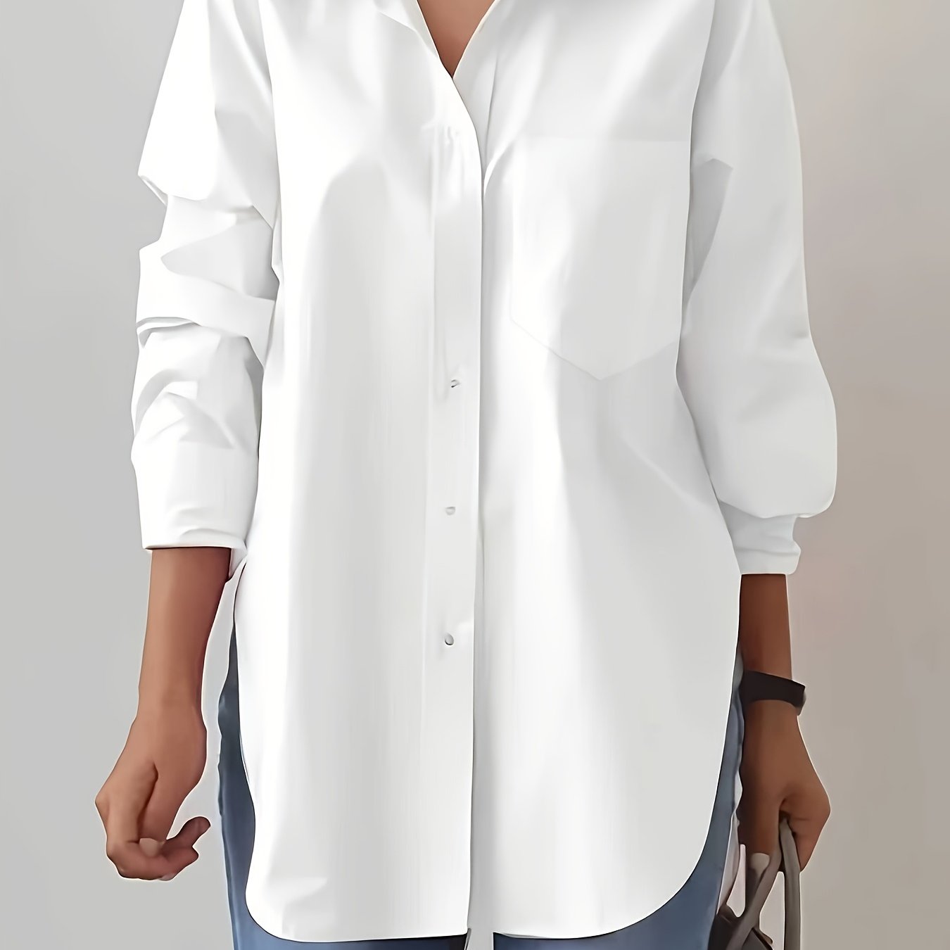 TEMU Women's Elegant Solid Color Button-up Shirt With Long Sleeves - Red, , Spring-summer, Casual Attire|elegant |long Sleeve Shirt