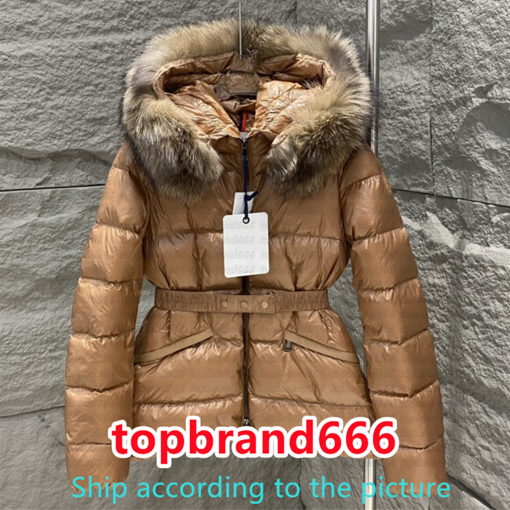 Womens winter Designer Luxury Jacket Down jackets fur coats real hair collar fashion warm parkas with belt lady cotton coat outerwear big pocket 9cc