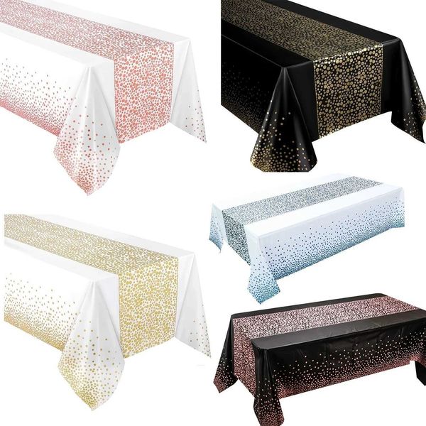 1 piece of disposable small dot tablecloth thick waterproof PEVAT Table Cloth suitable for home weddings birthdays and party decorations 54