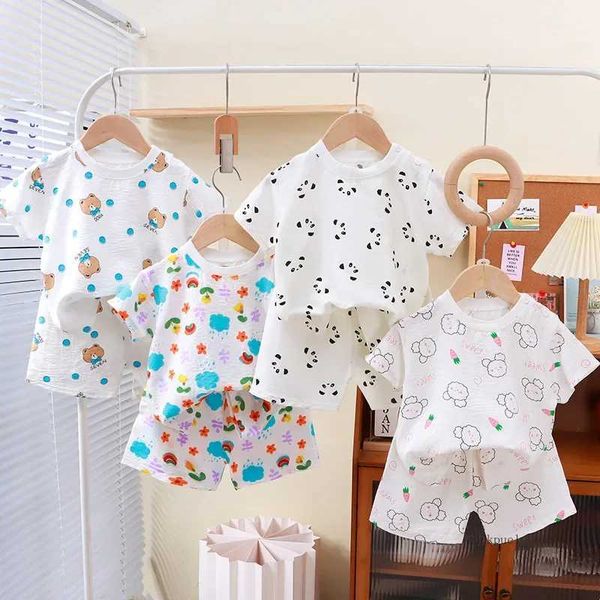 2024 New Summer Kids Clothes for Girls Short Sleeve T-shirt Tops+shorts Childrens Clothing Baby Boys SetXJ250104